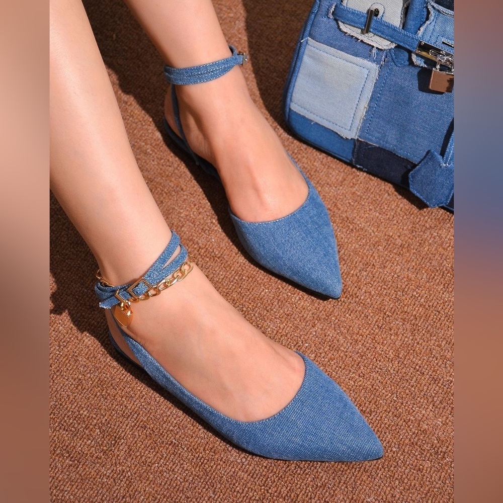 Baby doll flats denim shoes